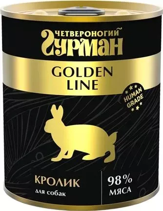 Четвероногий гурман 0,34кг Golden Line консервы Кролик натуральный в желе для собак