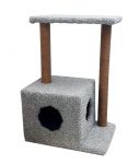 Домик (Меридиан) когтеточка Квадратный двухэтажный 2 окна, ковролин (50*36*75) серый для кошек Домик (Меридиан) когтеточка Квадратный двухэтажный 2 окна, ковролин (50*36*75) серый для кошек