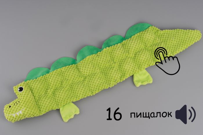 Игрушка Wogy пищалка Крокодил мягкая 55х18см, 16 пищалок для собак