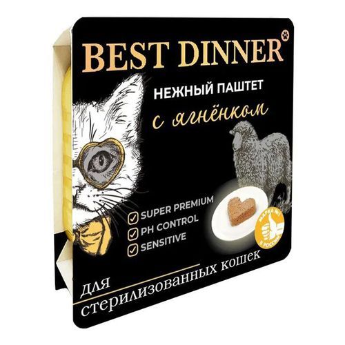 Best Dinner Cat Super Premium 0,1кг ягненок паштет для стерилизованных кошек (404599)