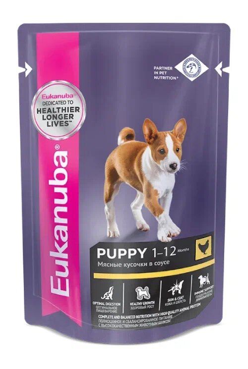 Eukanuba Puppy All Breed влажный рацион из курицы в соусе для щенков