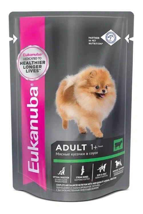 Eukanuba Adult All Breed влажный рацион с говядиной в соусе для взрослых собак