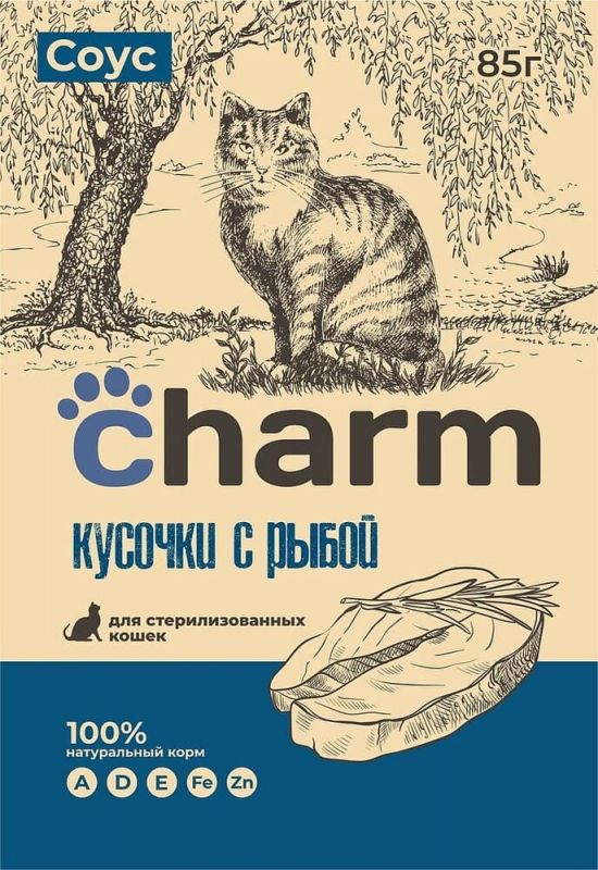 Charm 0,085кг рыба в соусе пауч для стерилизованных кошек