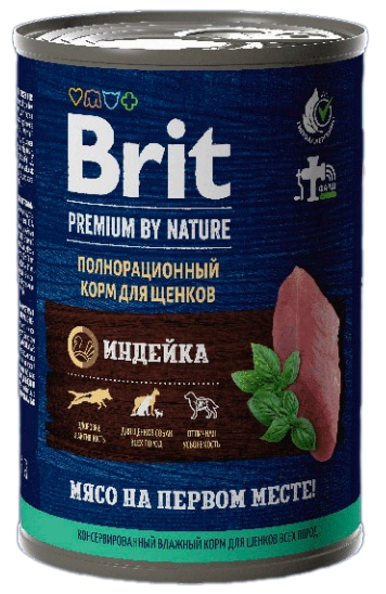 Brit Premium by Nature 0,41кг индейка консервы для щенков всех пород (51083)