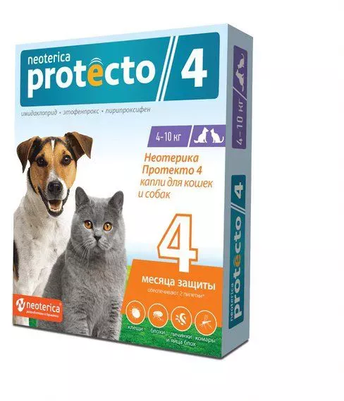 Protecto Neoterica капли для кошек и собак 4-10КГ 2ШТ P302 (ЛИЦЕНЗИЯ)