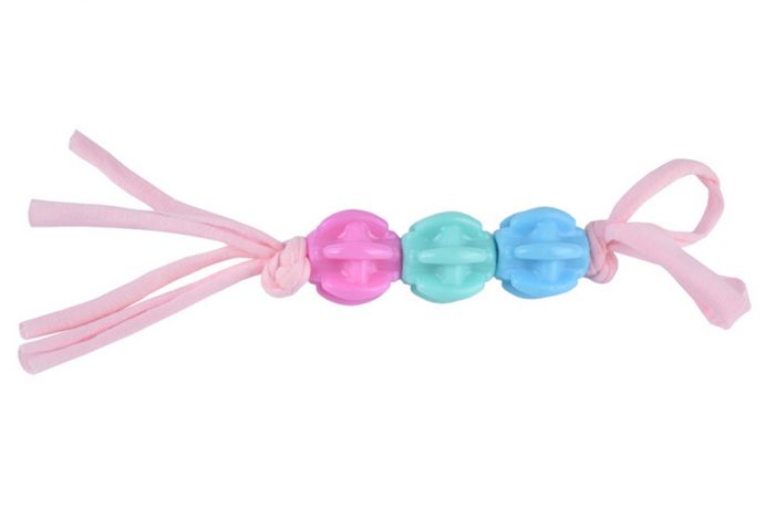 Игрушка Wogy 21х3см с вращающимися элементами на веревке для собак Green/Blue/Pink