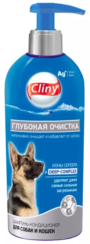 Шампунь-кондиционер (Cliny) Глубокая очистка с ионами серебра для кошек и собак, 300мл