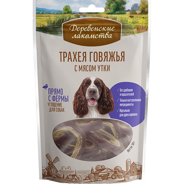 Деревенские лакомства 0,05кг трахея говяжья с мясом утки (79219944) New