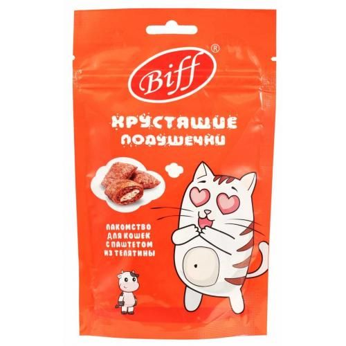 Biff 0,06кг хрустящие подушечки с паштетом из телятины для кошек