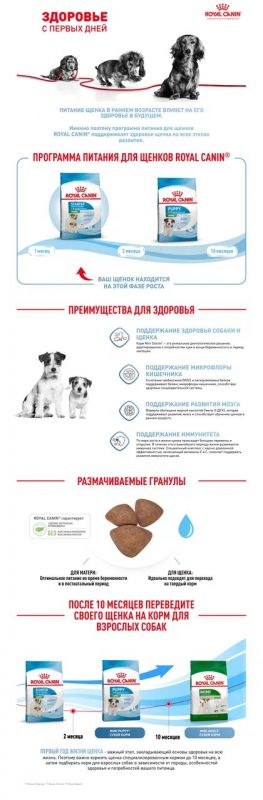 Корм Royal Canin Mini Starter сухой полнорационный для собак мелких пород (до 10 кг) в конце беременности и в период лактации, а также для кормов в период отъема от матери и до 2-х месячного возраста.  3 кг