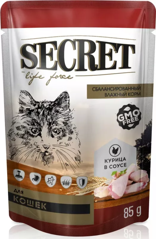 Секрет (Secret) Life Force 0,085кг курица в соусе пауч для кошек (22723)