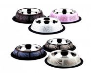 Миска Догман на резинке  № 1 цветной дизайн 'зебра' и 'леопард' 0,45л