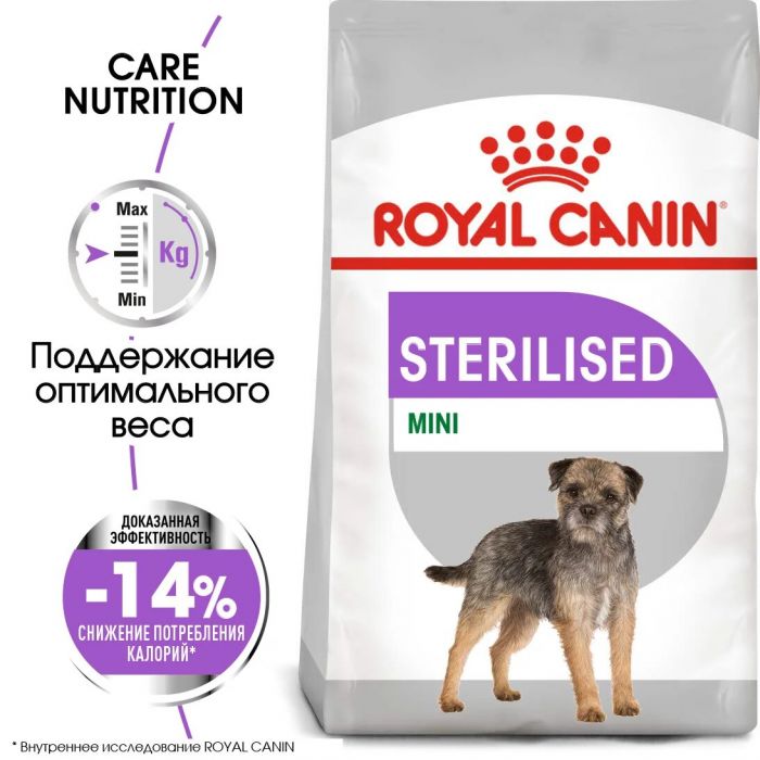 Корм Royal Canin Mini Sterilized сухой для взрослых стерилизованных собак небольших размеров, наклонных к набору веса