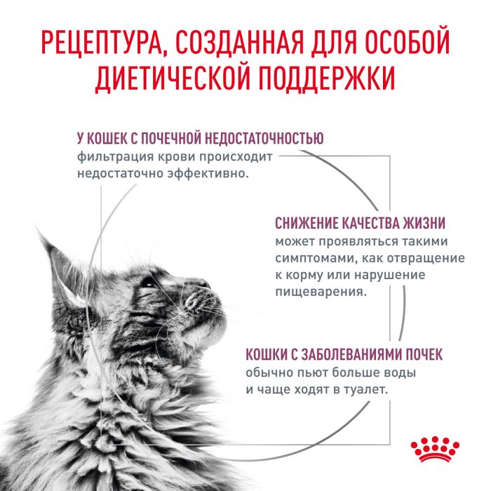 Royal Canin RENAL (РЕНАЛ) Корм ​​сухой полнорационный диетический для взрослых кошек для поддержания функций почек при острой или хронической болезни почек. Ветеринарная диета