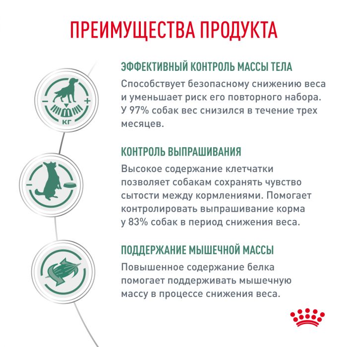 Royal Canin SATIETY WEIGHT MANAGEMENT (СЭТАЙТИ ВЕЙТ МЕНЕДЖМЕНТ) Корм ​​полностью сухой диетический для взрослых собак, основные породы для снижения веса. Ветеринарная диета.