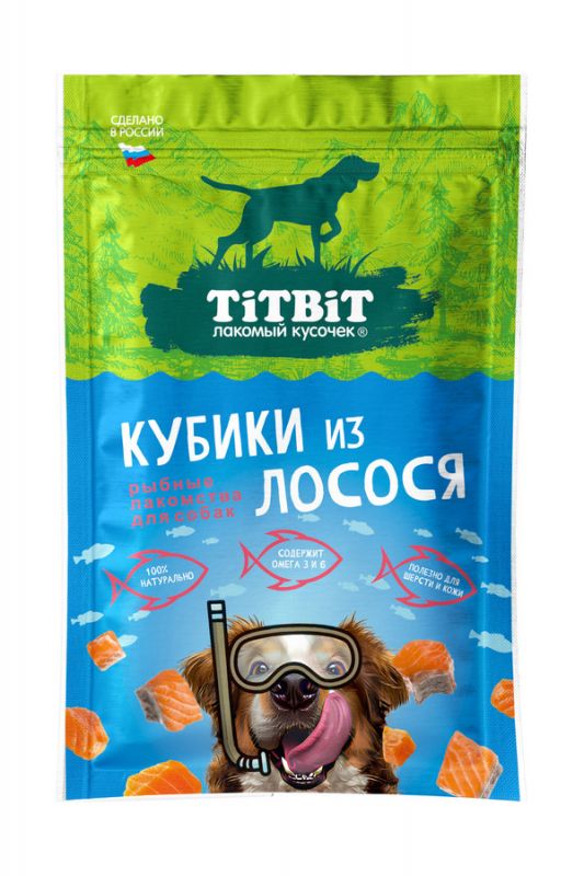 TitBit 0,08кг кубики из лосося лакомство для собак