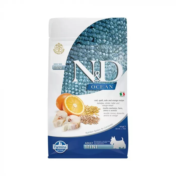 Farmina (Фармина) N&D Low Grain Dog Ocean 0,8кг сухой низкозерновой треска и апельсин для собак мелких пород (4161)