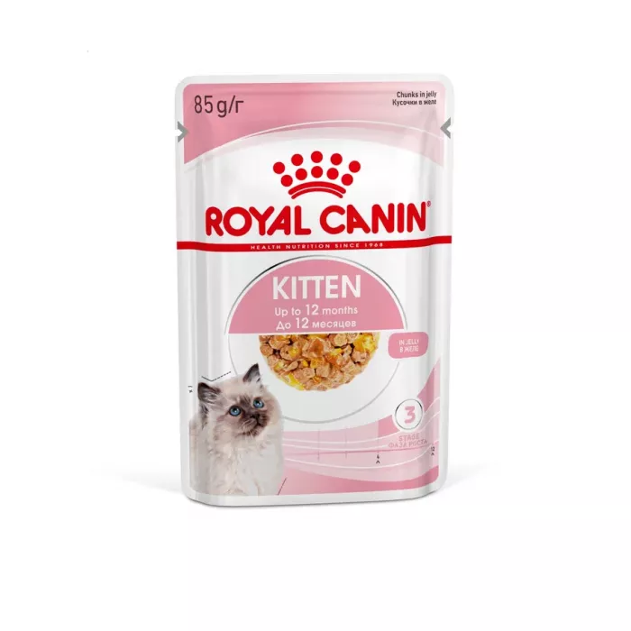 Корм Royal Canin Kitten Jelly консервированный полнорационный для кошек - Специально для котят в период второй фазы роста в возрасте до 12 месяцев, кусочки в желе