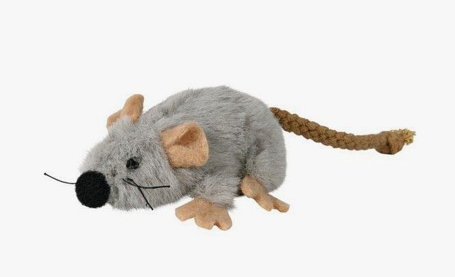 Игрушка Wogy Мышка мягкая 15/8х6х3.5см с плетеным хвостиком для кошек