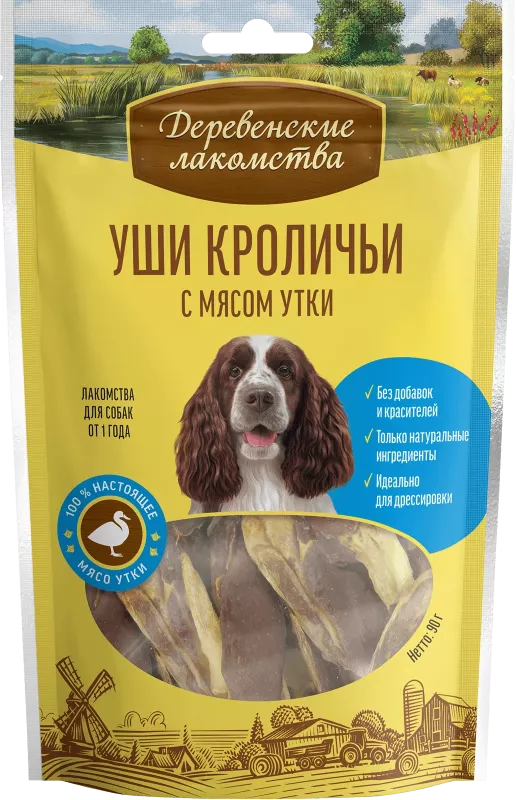 Деревенские лакомства 0,09кг уши кроличьи с мясом утки (арт.76051066) New