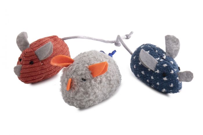 Игрушка Wogy набор Мышки 3шт мягкие 5.5х3.5х3.5см, микс для кошек
