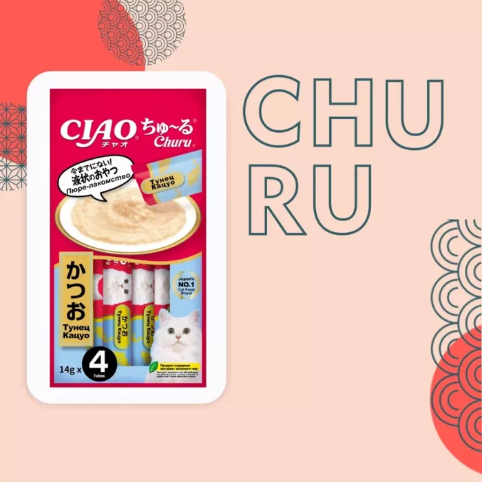 Inaba Ciao Churu 4*0,014кг Тунец Кацуо лакомство-пюре для кошек