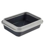 Туалет Сибирская кошка Мяус с сеткой высокие ножки и бортиком (40*30*9) графит