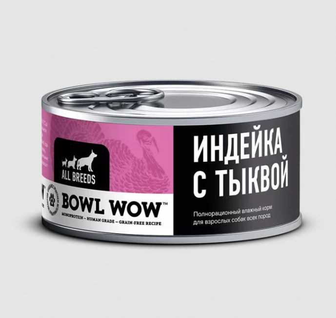 Bowl Wow 0,1кг индейка с тыквой для собак (662655)