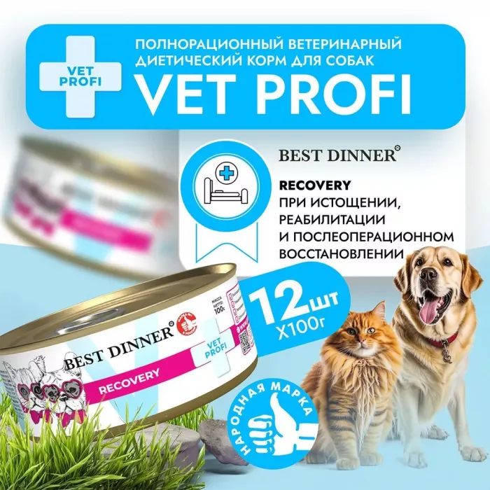 Best Dinner Vet Profi Recovery 0,1кг (диета восстановления) консервы для собак и кошек (406784)