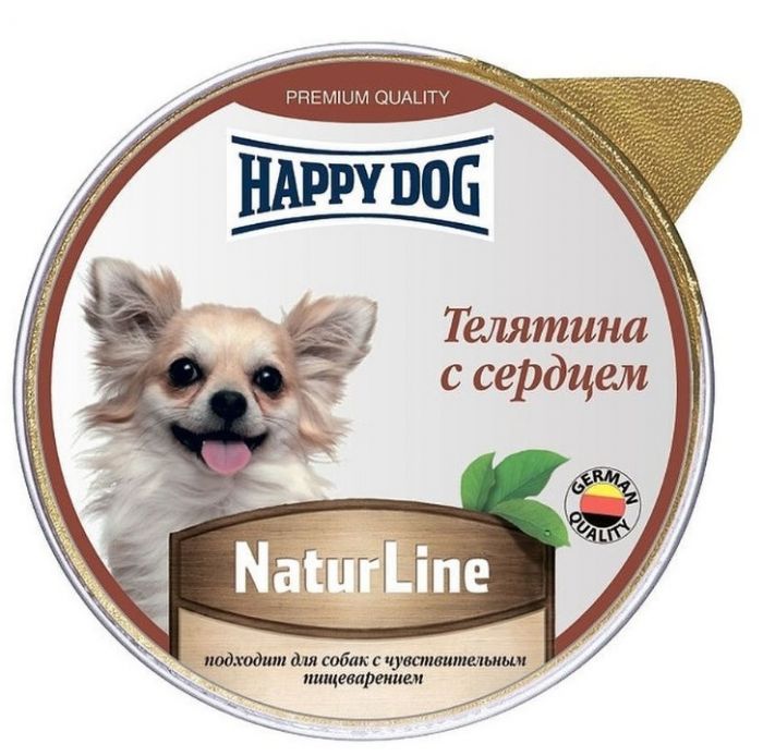 Happy Dog Natur Line 0,125кг телятина с сердцем паштет для собак 