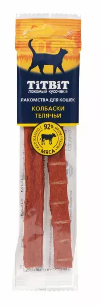 TiTBiT 0,015кг Золотая коллекция колбаски Телячьи для кошек