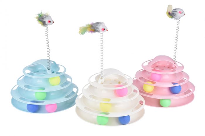 Игрушка (Nunbell)  Пирамида с шариками и дразнилкой для кошек, 26х26х30см