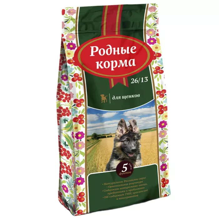 Родные корма 10кг (3,5 пуда) сухой корм для щенков (139938)