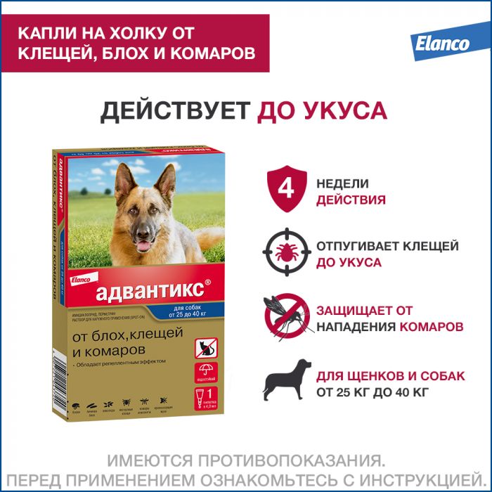 Адвантикс капли (1пип) для собак более 25кг (ЛИЦЕНЗИЯ)