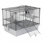 Клетка №1 двухэтажная, в комлекте домик, миска, колесо 33х24х28см, серая для грызунов РПК191=серая