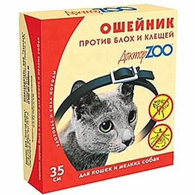 ДокторZoo ошейник (4мес) 35см черный от блох и клещей для кошек и мелких собак (ЛИЦЕНЗИЯ)