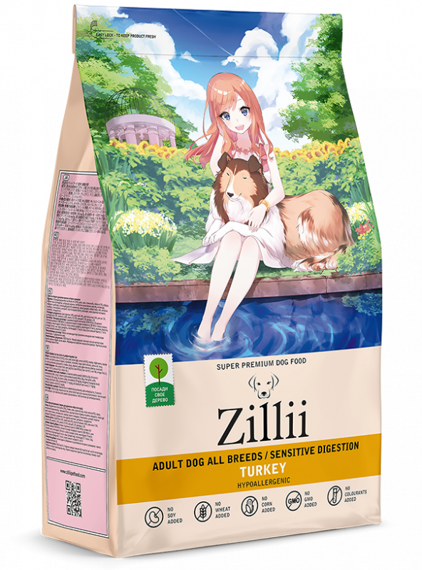 ZILLII (Зилли) Dog Adult Sensitive Digestion 15кг индейка сухой для собак с чувствительным пищеварением (352055)