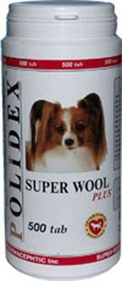 Polidex Super Wool plus уп 500таб. витамины для собак