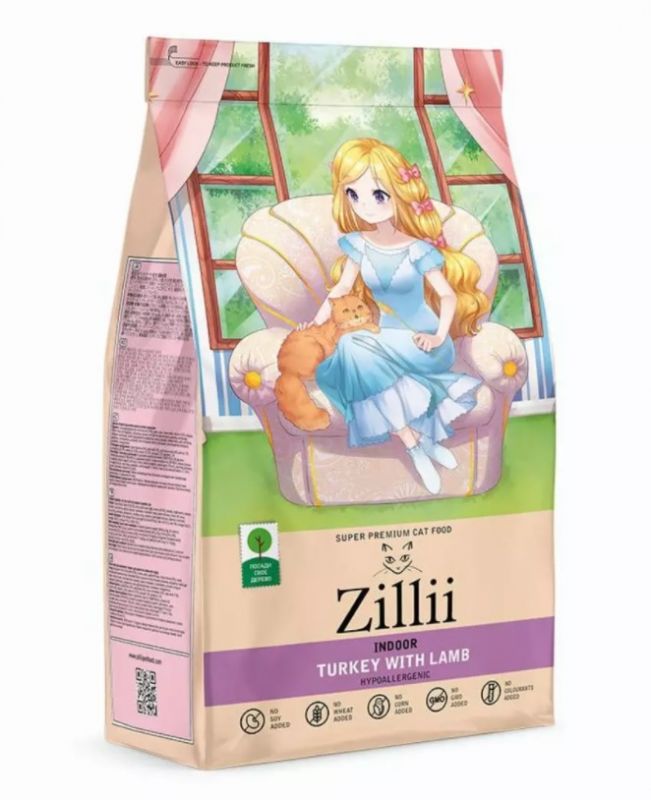 ZILLII (Зилли) Cat Adult Indoor 10кг индейка и ягненок сухой для домашних кошек (350662)