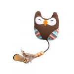 Игрушка Nunbell Совушка мягкая 27/10х8х3см с пером и бусинками для кошек