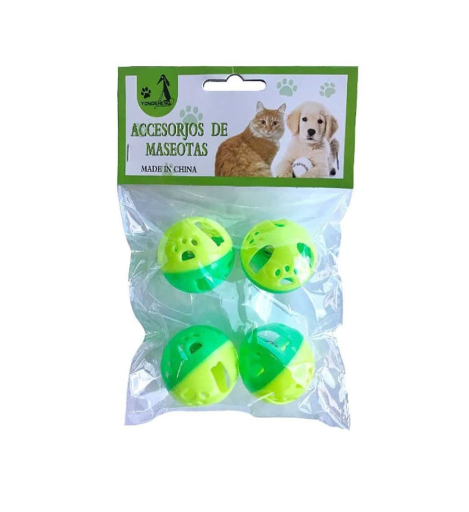 Игрушка (Wogy) набор Мячики 4шт d=3.5см с колокольчиком, пластик, для кошек