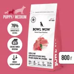 Bowl Wow 0,8кг ягненок, индейка с рисом и брусникой сухой для щенков средних пород  (662020)