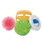 Набор игрушек (Triol) XW7017 для кошек: 3 мяча, погремушка (d4см, d4,5см, d3,5см, d4см)