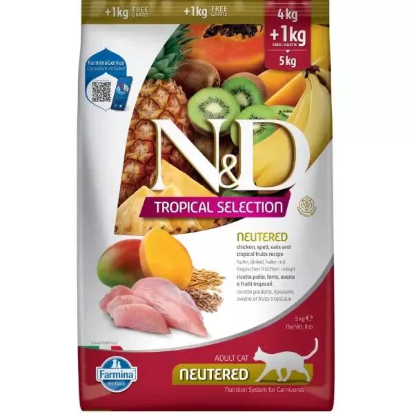 Farmina (Фармина) N&D Tropical Selection Cat 4+1кг курица для стерилизованных кошек и кастрированных котов