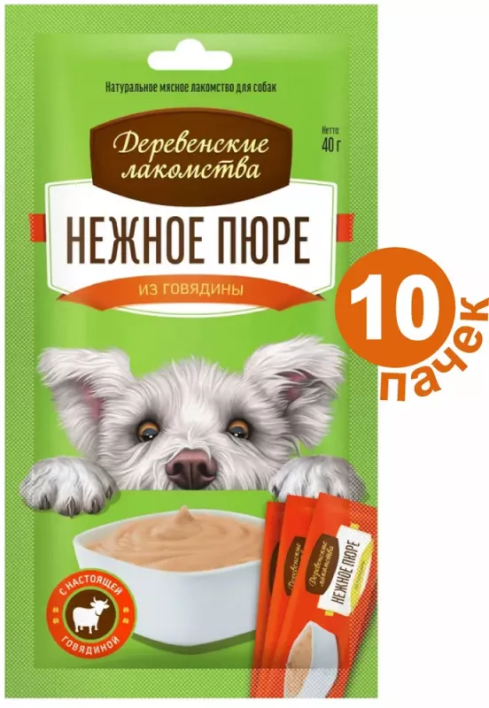 Деревенские Лакомства нежное пюре из говядины (4х10г) (72504208)