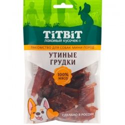 TiTBiT 0,07кг утиные грудки лакомство для собак мини пород