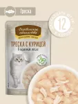 Деревенские лакомства 0,07кг Домашние обеды Треска с курицей в нежном желе для кошек, пауч (79219906)