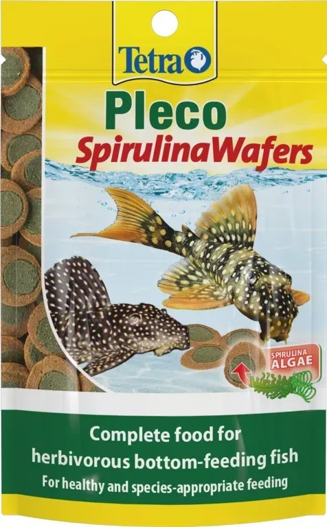 Tetra Pleco Spirulina Wafers 0,015кг корм для крупных растительноядных донных рыб, пластинки