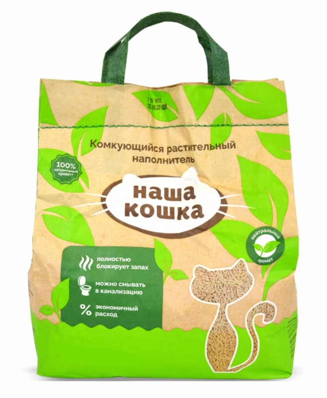 Наполнитель (Наша кошка) Нейтральный 10л ( 4,2 кг) Тофу растительный комкующийся для кошек