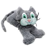 Дразнилка GoSi для собак Серый кот с ручкой (сшитый с вышивкой) ВЕЛСОФТ